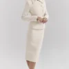 Lena kremfarget bouclé-midiskjørt