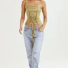 Letitia Olive Satin Lace Up Korsetter
