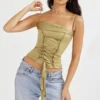 Letitia Olive Satin Lace Up Korsetter