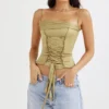 Letitia Olive Satin Lace Up Korsetter