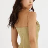 Letitia Olive Satin Lace Up Korsetter