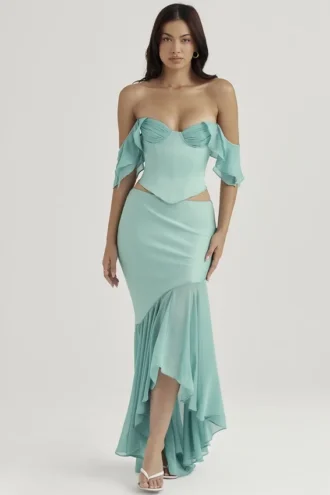 Lila Jade Ruffle Maxi Skjørt