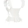 Lilibet hvit brodert bomullskorsetter-top med peplum