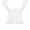 Lilibet hvit brodert bomullskorsetter-top med peplum