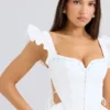 Lilibet hvit brodert bomullskorsetter-top med peplum