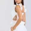 Lilibet hvit brodert bomullskorsetter-top med peplum