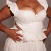 Lilibet hvit brodert bomullskorsetter-top med peplum