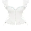 Lilibet hvit brodert bomullskorsetter-top med peplum