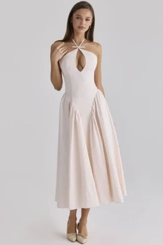 Lilli Blush Peek-a-Boo Keyhole Cotton Midi Kjoler