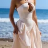 Lilli Blush Peek-a-Boo Keyhole Cotton Midi Kjoler