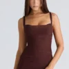 Lini burgunder stretch mesh maxikjole