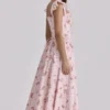 Livia rosa vintage rose bomulls midi-sommerkjoler