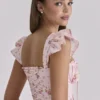 Livia rosa vintage rose bomulls midi-sommerkjoler
