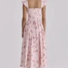 Livia rosa vintage rose bomulls midi-sommerkjoler