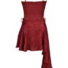 Lola vinrød jacquard-satin drapert minikjole