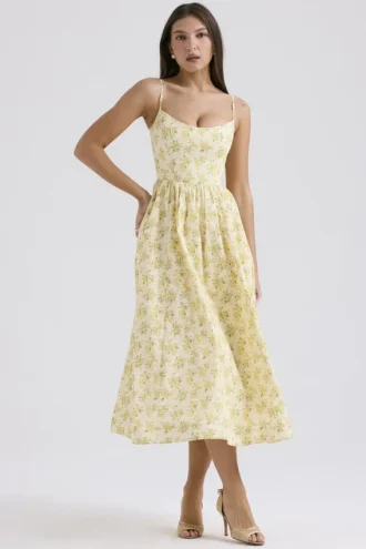 Lolita Buttercup Vintage blomstertrykk bomullskorsetter-sommerkjoler
