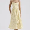 Lolita Buttercup Vintage blomstertrykk bomullskorsetter-sommerkjoler
