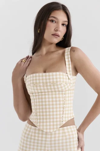Lottie Gingerbread Gingham-korsetter