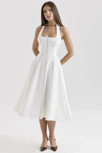 Loulou Ivory halterneck-midikjole