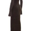 Lucena Espresso strikket off-shoulder-kjole