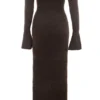 Lucena Espresso strikket off-shoulder-kjole