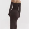 Lucena Espresso strikket off-shoulder-kjole