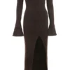 Lucena Espresso strikket off-shoulder-kjole