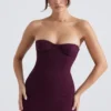 Lucia Grape stroppeløs korsetter-maxidress