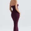 Lucia Grape stroppeløs korsetter-maxidress
