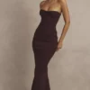 Lucia Grape stroppeløs korsetter-maxidress