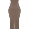 Lucia Taupe stroppeløs korsetter-maxidress