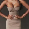 Lucia Taupe stroppeløs korsetter-maxidress