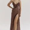 Lucianna Espresso Lace Maxi Kjoler
