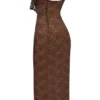 Lucianna Espresso Lace Maxi Kjoler