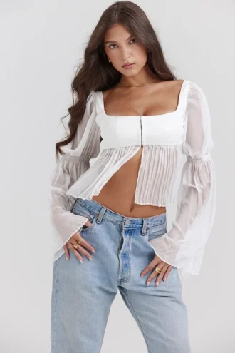Lucie hvit plissert topp