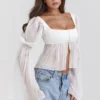 Lucie hvit plissert topp