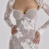 Lucienne elfenbensfarget maxi-kjol med brodert blonder – begrenset utgave