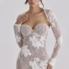 Lucienne elfenbensfarget maxi-kjol med brodert blonder – begrenset utgave