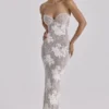 Lucienne elfenbensfarget maxi-kjol med brodert blonder – begrenset utgave
