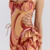 Lumira Sunset Swirl Print Ruffle Cut Out Maxi Kjoler