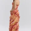 Lumira Sunset Swirl Print Ruffle Cut Out Maxi Kjoler