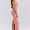 Lusilla Coral Stretch Mesh Halter Neck Midi Kjoler