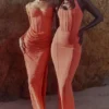 Carmella Coral Maxi-kjol med håndbroderte detaljer