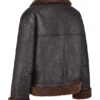 Madden brun vegansk shearling-flygerjakke