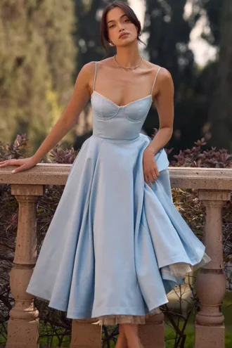 Mademoiselle Cinderella blå tyll-midikjole