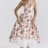 Mademoiselle italiensk roseprint-midikjole i tyll