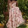 Mademoiselle italiensk roseprint-midikjole i tyll