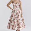 Mademoiselle italiensk roseprint-midikjole i tyll