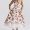 Mademoiselle italiensk roseprint-midikjole i tyll