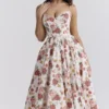 Mademoiselle italiensk roseprint-midikjole i tyll